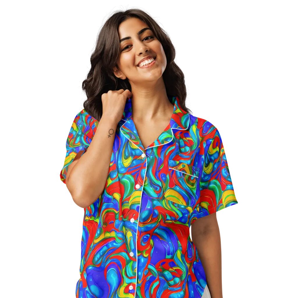 Hypercolor Flow on Women's Short Sleeve Pajama Top — Front