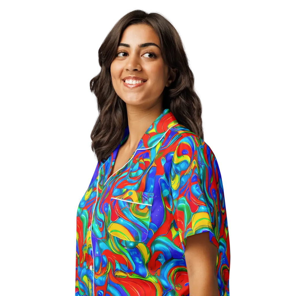 Hypercolor Flow on Women's Short Sleeve Pajama Top — Left Front
