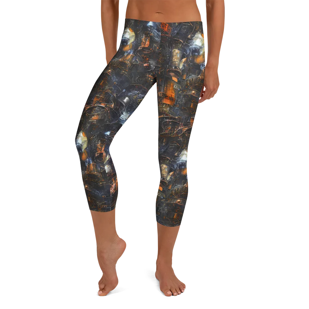 Midnight Mechanica on Capri Leggings — Front