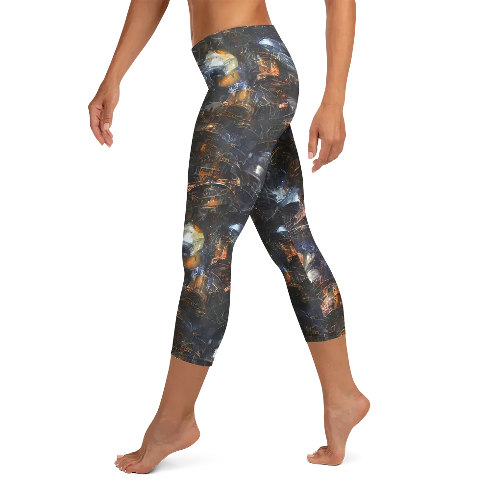 Midnight Mechanica on Capri Leggings — Left
