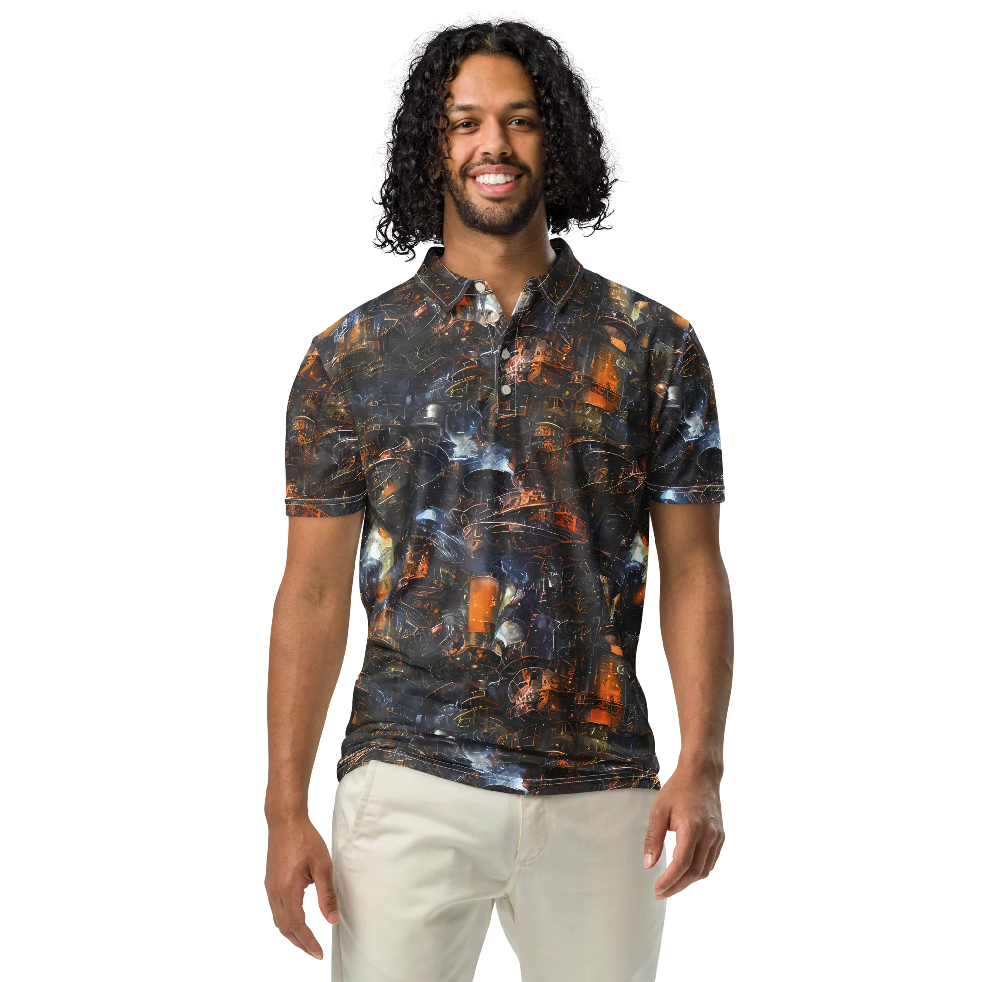 Midnight Mechanica on Men's Slim Fit Polo Shirt — Front