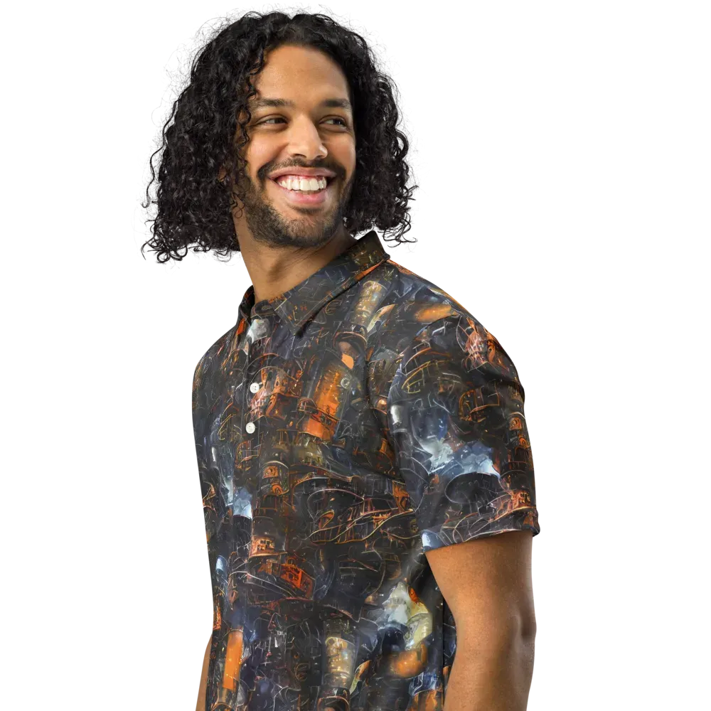 Midnight Mechanica on Men's Slim Fit Polo Shirt — Left Front