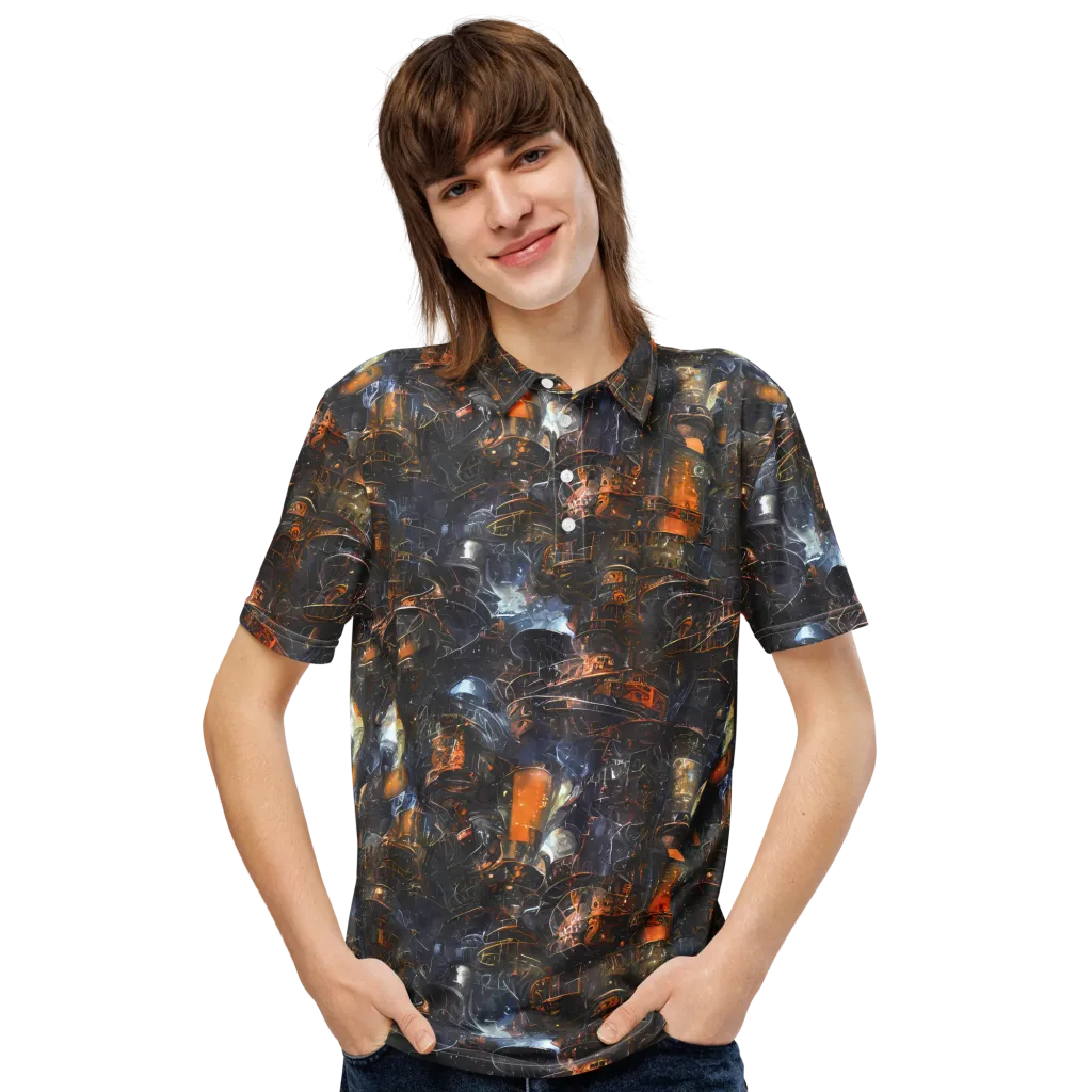 Midnight Mechanica on Men's Slim Fit Polo Shirt — Front