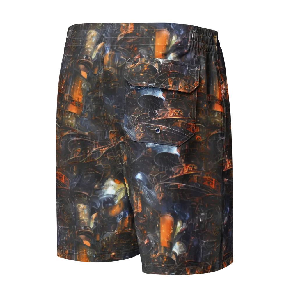 Midnight Mechanica on Men's Board Shorts — Back