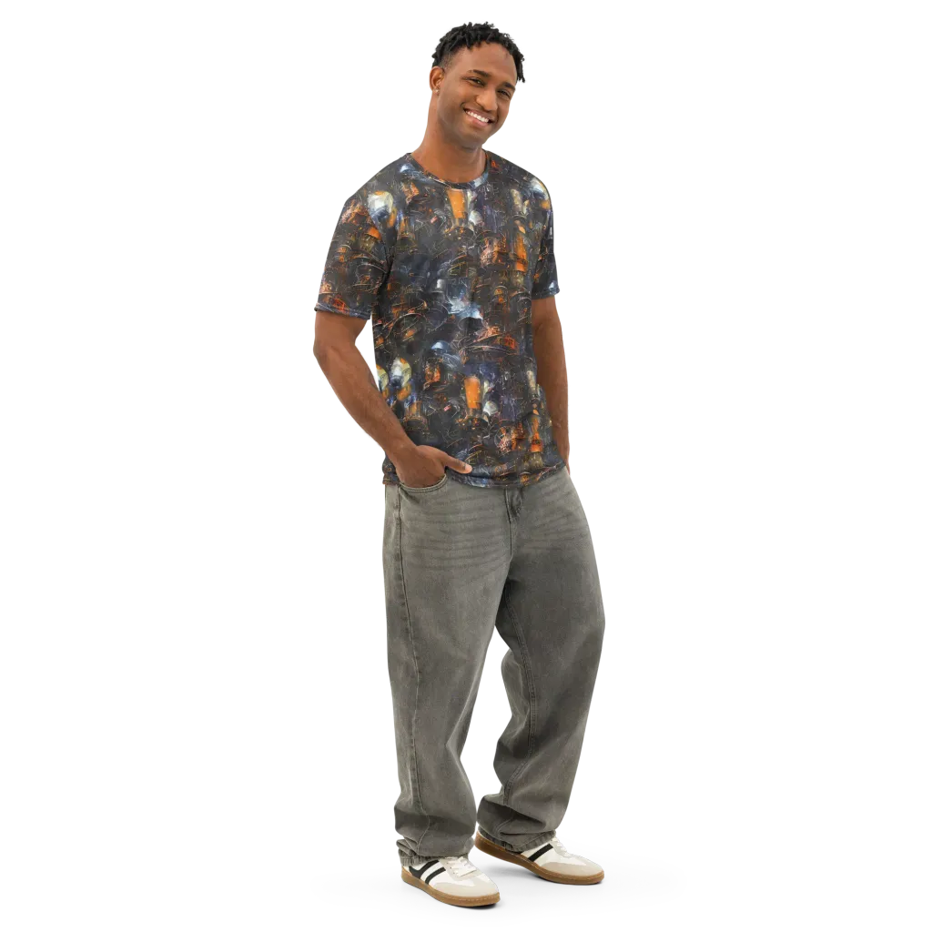 Midnight Mechanica on Men's Cotton Crew Neck T-Shirt — Right Front