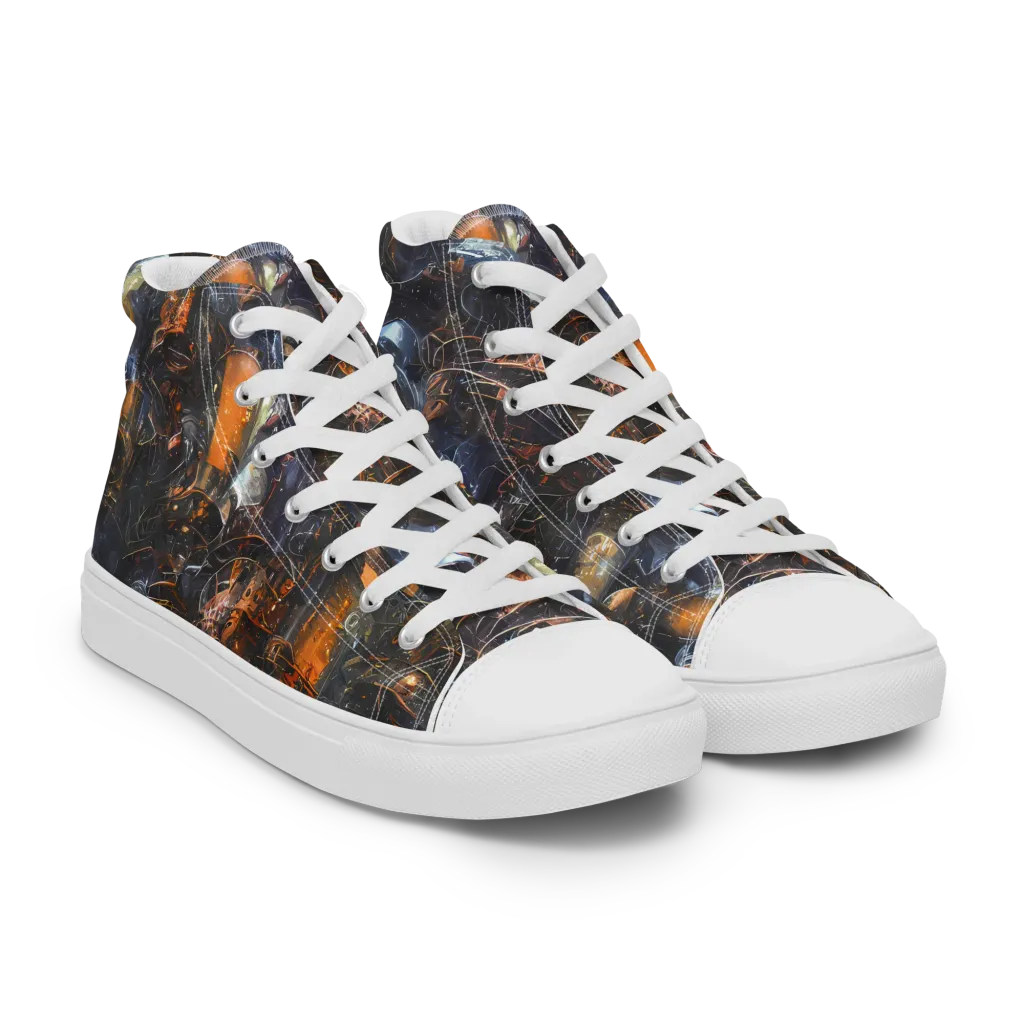Midnight Mechanica on Men's High Top Canvas Shoes — Right Front
