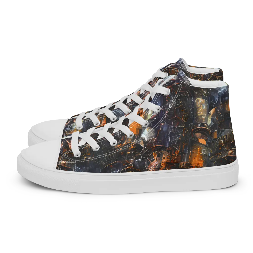 Midnight Mechanica on Men's High Top Canvas Shoes — Left