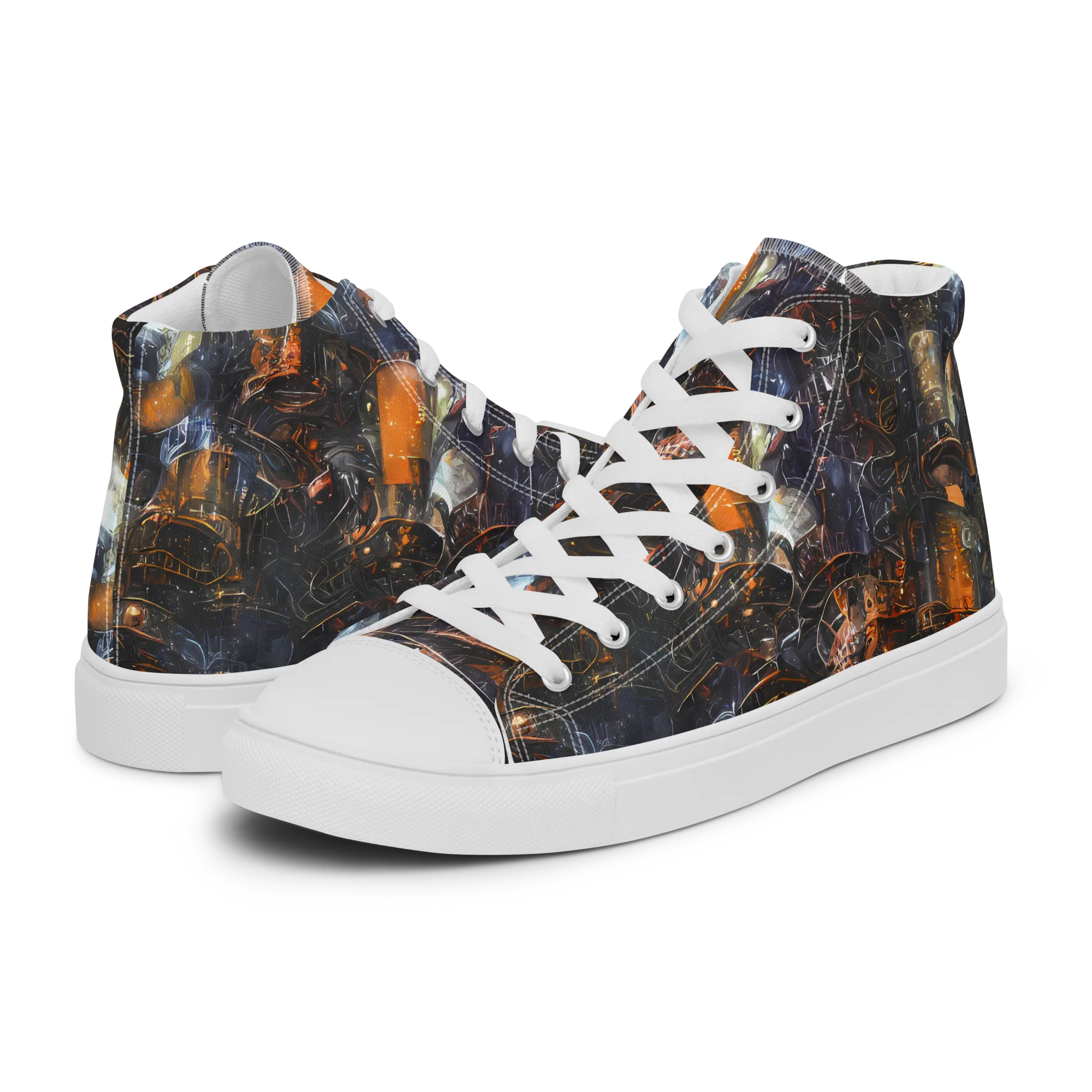 Midnight Mechanica on Men's High Top Canvas Shoes — Left