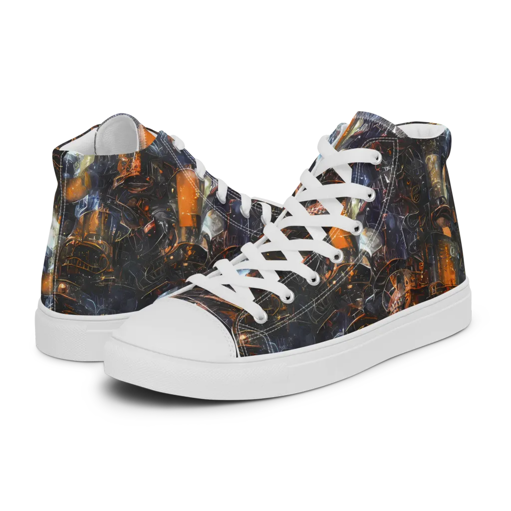 Midnight Mechanica on Men's High Top Canvas Shoes — Left