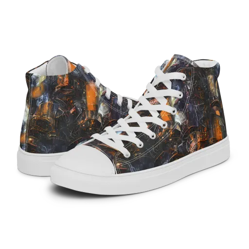 Midnight Mechanica on a Men's High Top Canvas Shoes