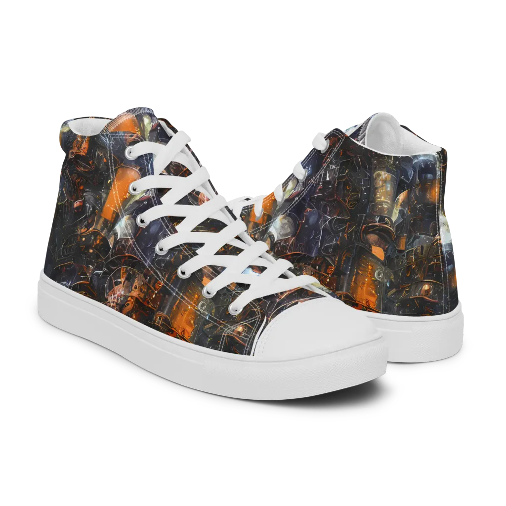 Midnight Mechanica on Men's High Top Canvas Shoes — Right