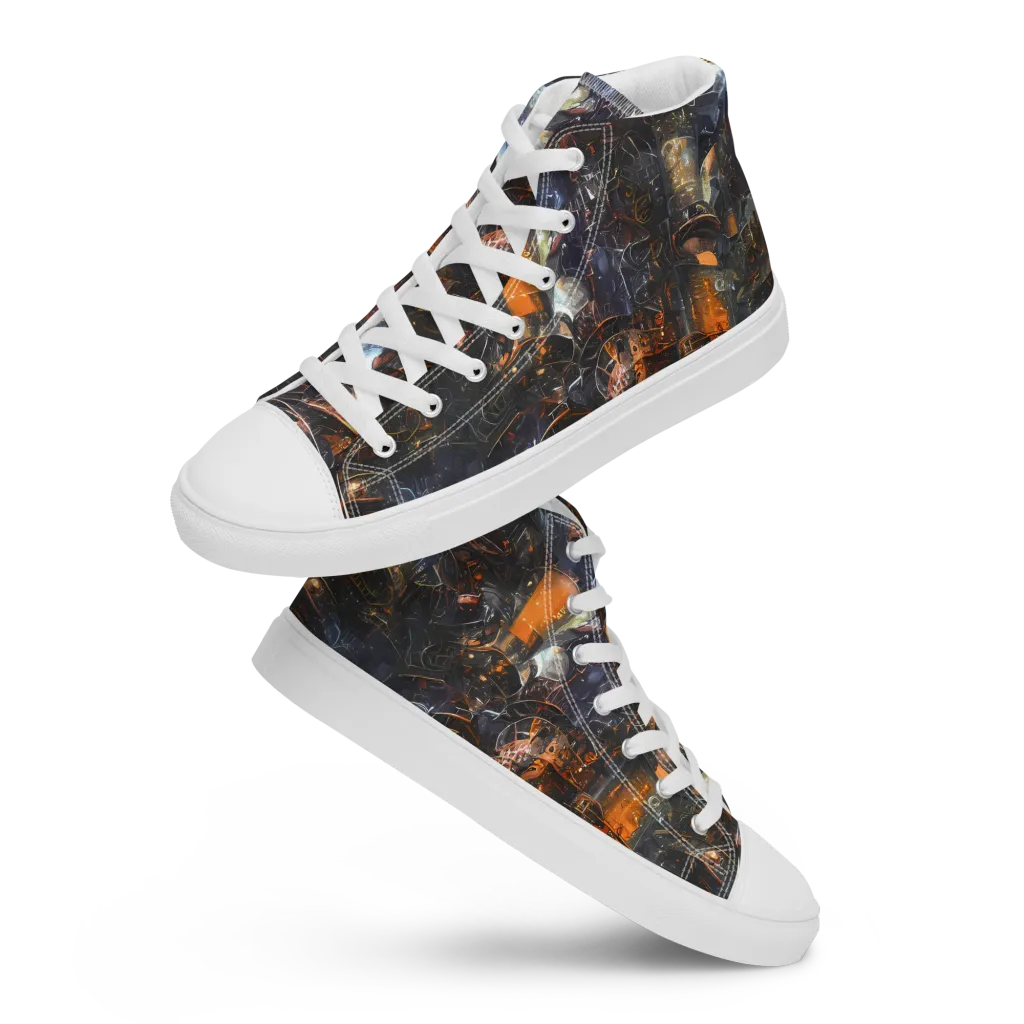 Midnight Mechanica on Men's High Top Canvas Shoes — Front