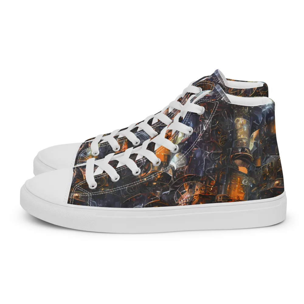 Midnight Mechanica on Women's High Top Canvas Shoes — Left