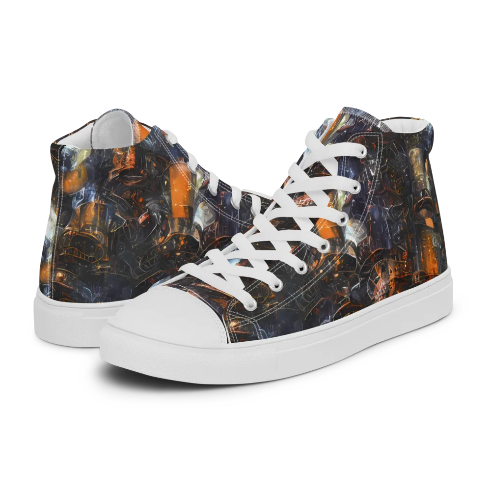 Midnight Mechanica on Women's High Top Canvas Shoes — Left