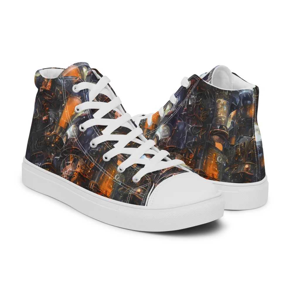 Midnight Mechanica on Women's High Top Canvas Shoes — Right