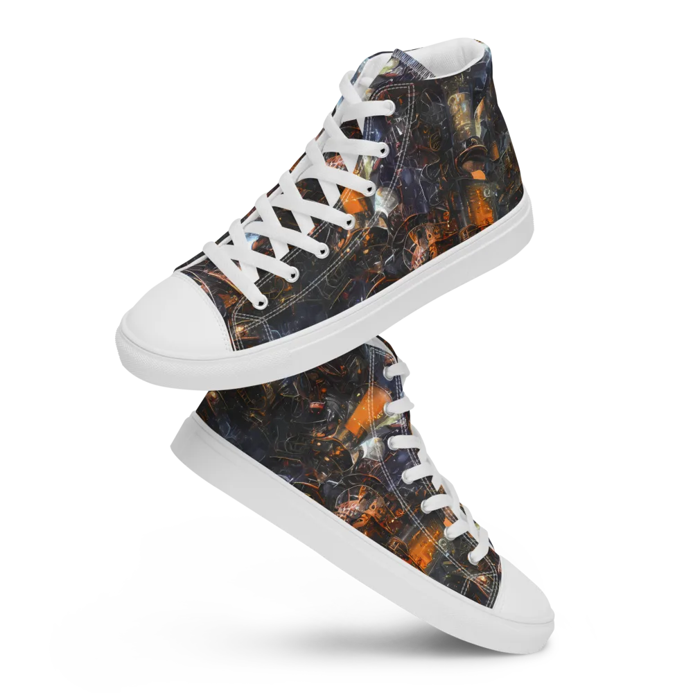 Midnight Mechanica on Women's High Top Canvas Shoes — Front
