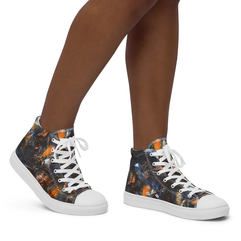 Midnight Mechanica on Women's High Top Canvas Shoes — Right