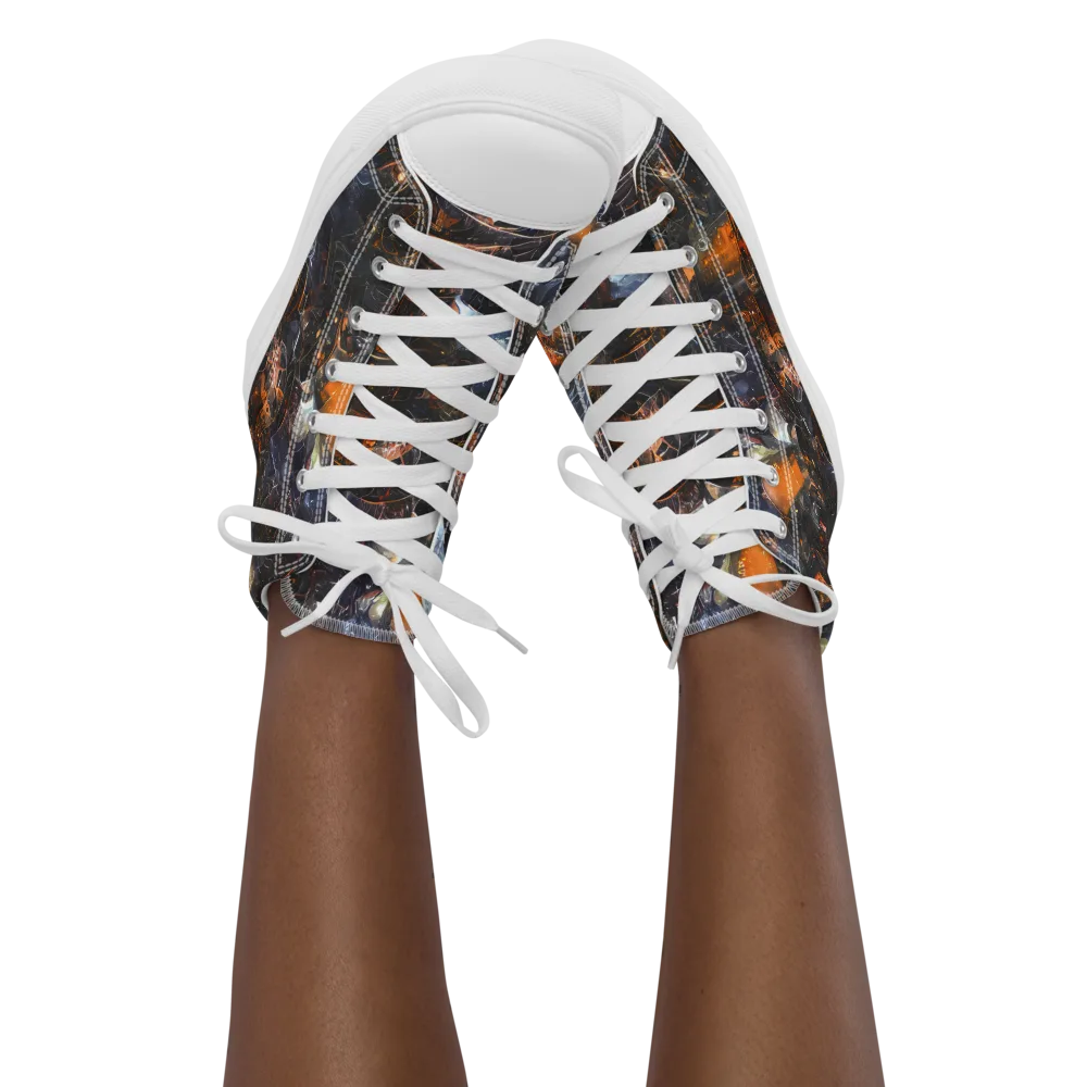 Midnight Mechanica on Women's High Top Canvas Shoes — Front