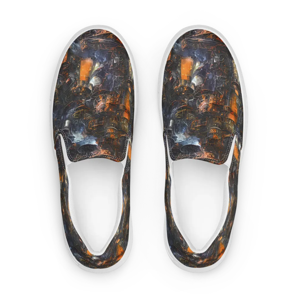 Midnight Mechanica on Men's Slip-On Canvas Shoes — Front