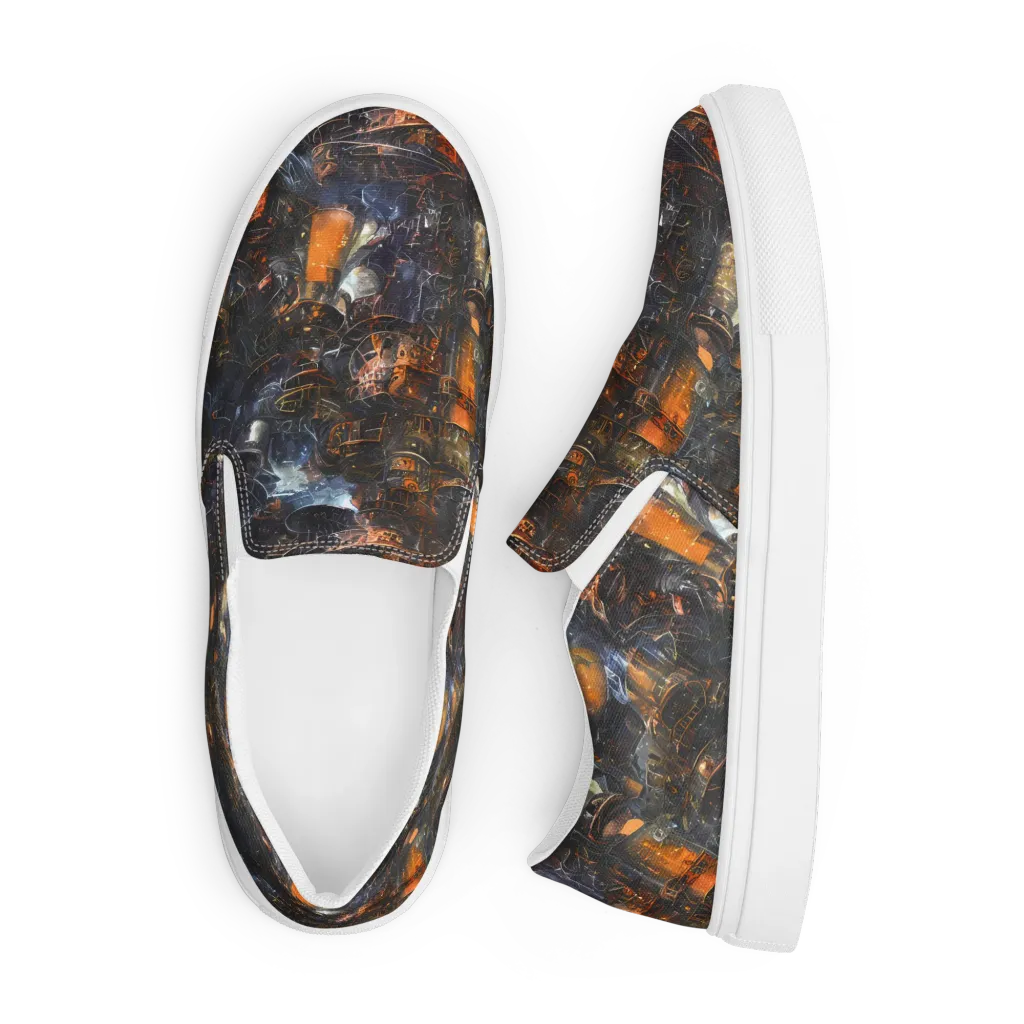 Midnight Mechanica on Men's Slip-On Canvas Shoes — Front