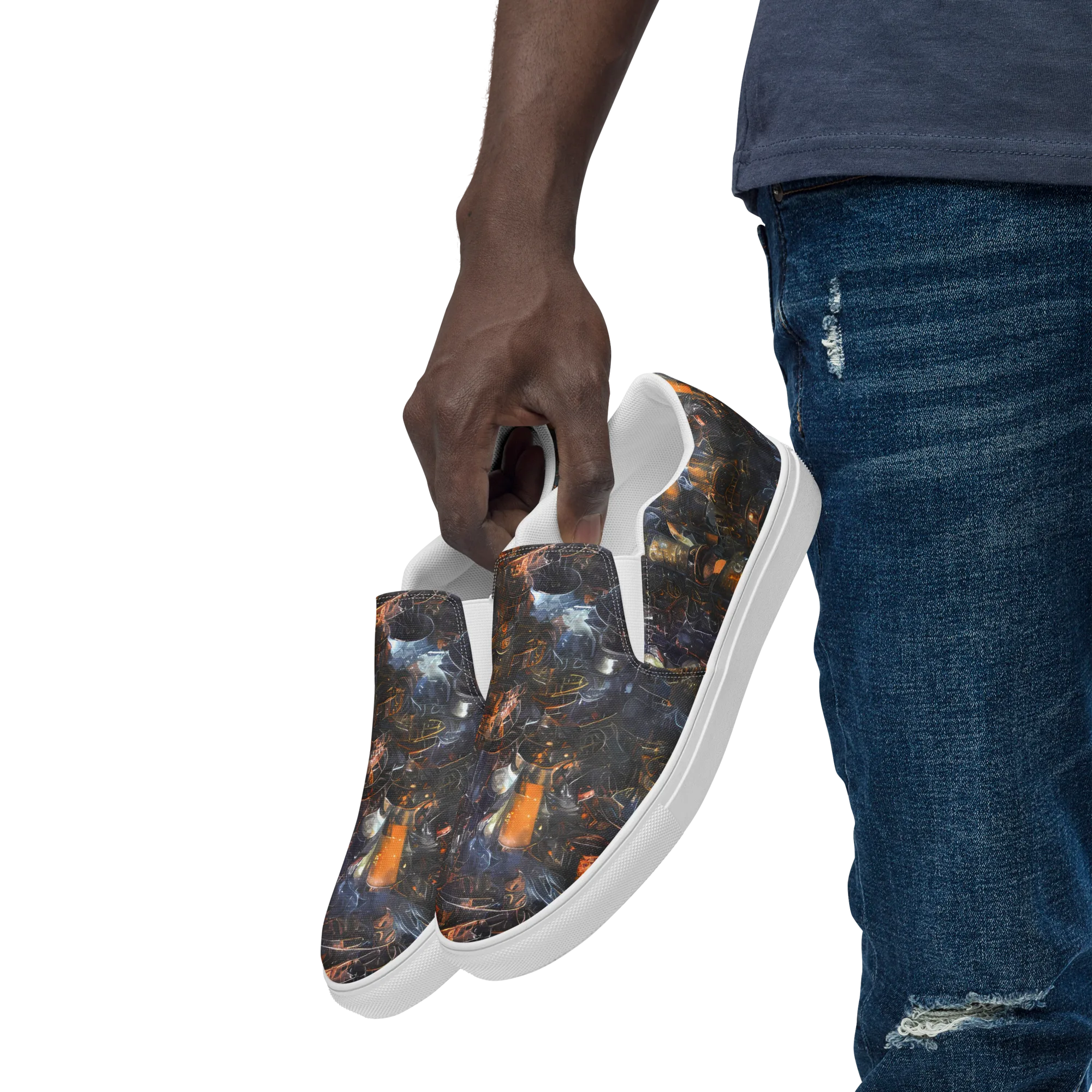 Midnight Mechanica on Men's Slip-On Canvas Shoes — Left Front