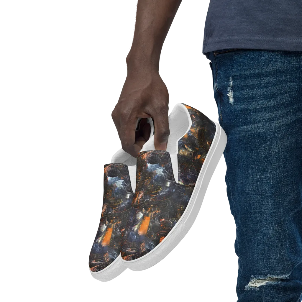 Midnight Mechanica on Men's Slip-On Canvas Shoes — Left Front