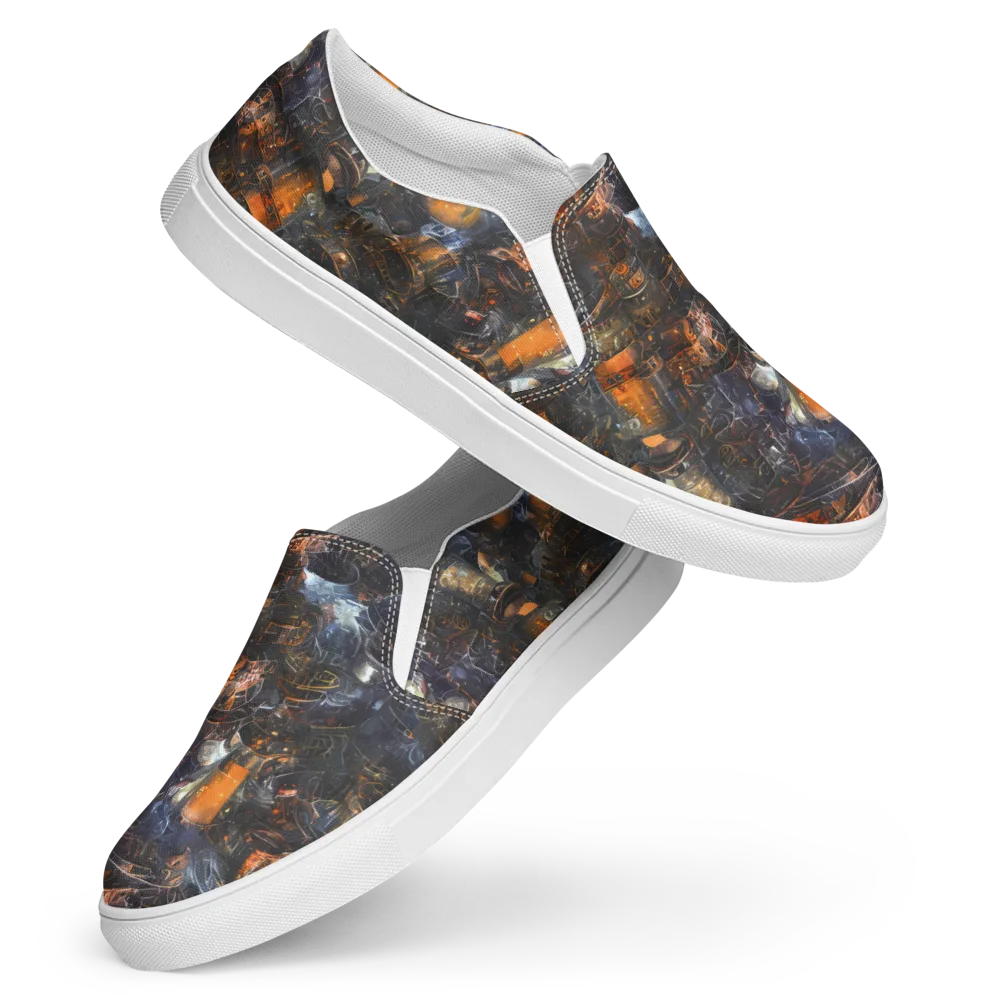 Midnight Mechanica on Women's Slip-On Canvas Shoes — Front