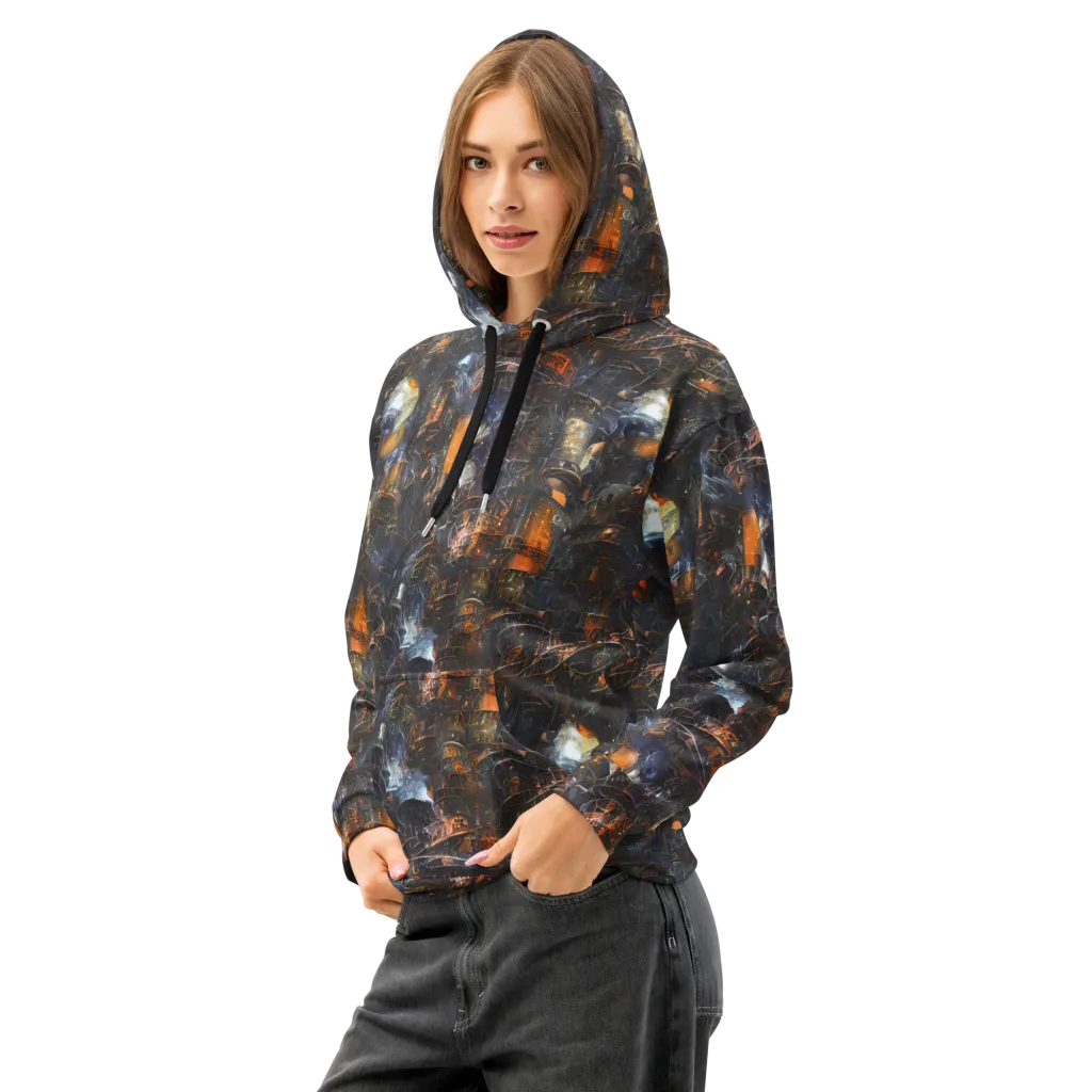 Midnight Mechanica on Cotton Hoodie — Left Front