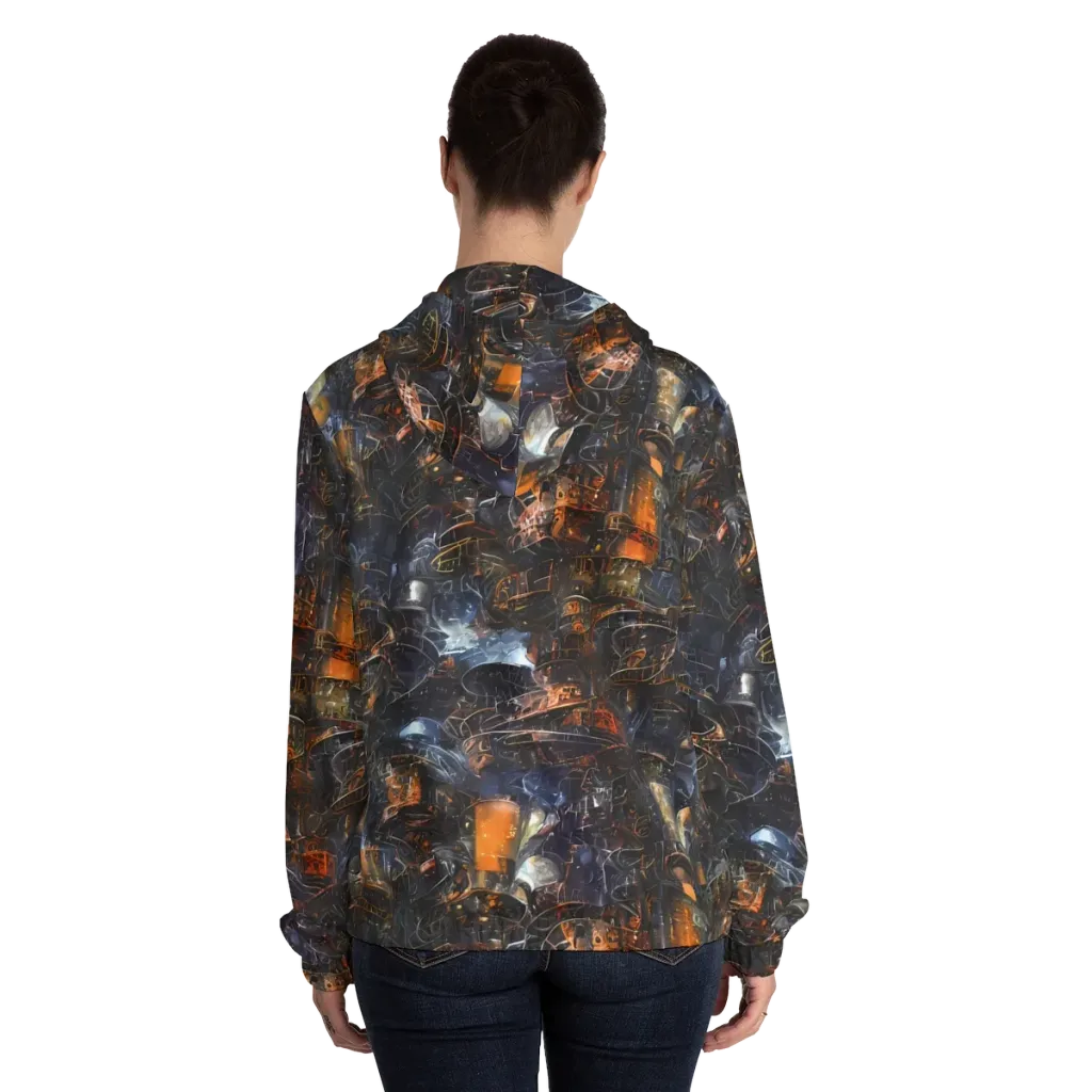 Midnight Mechanica on Women's Full-Zip Hoodie — Back On Person