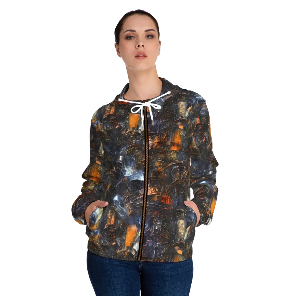 Midnight Mechanica on Women's Full-Zip Hoodie — Front On Person