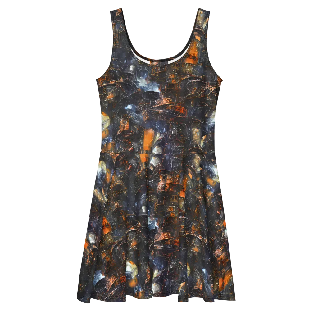 Midnight Mechanica on Skater Dress — Front