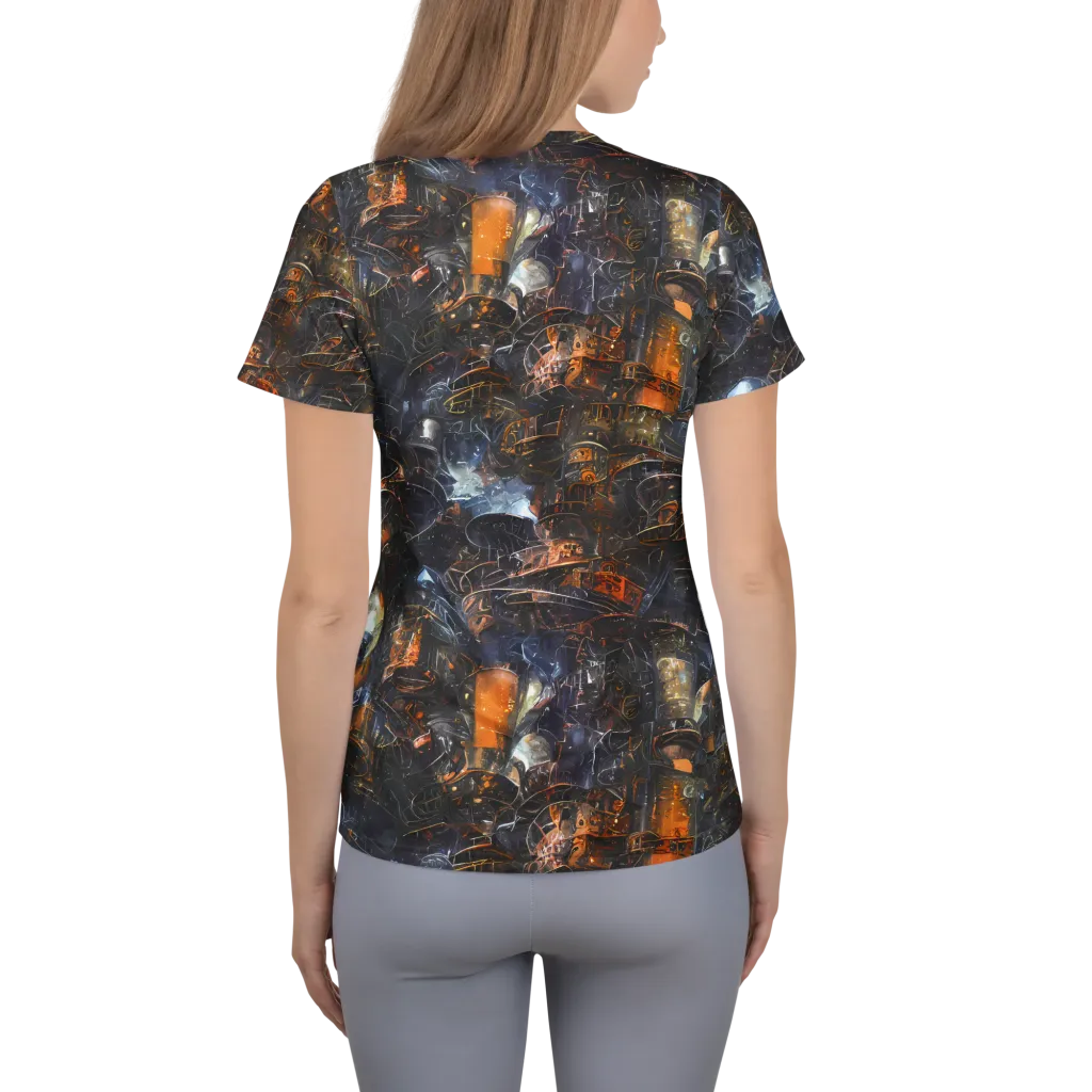 Midnight Mechanica on Women's Athletic T-Shirt — Back