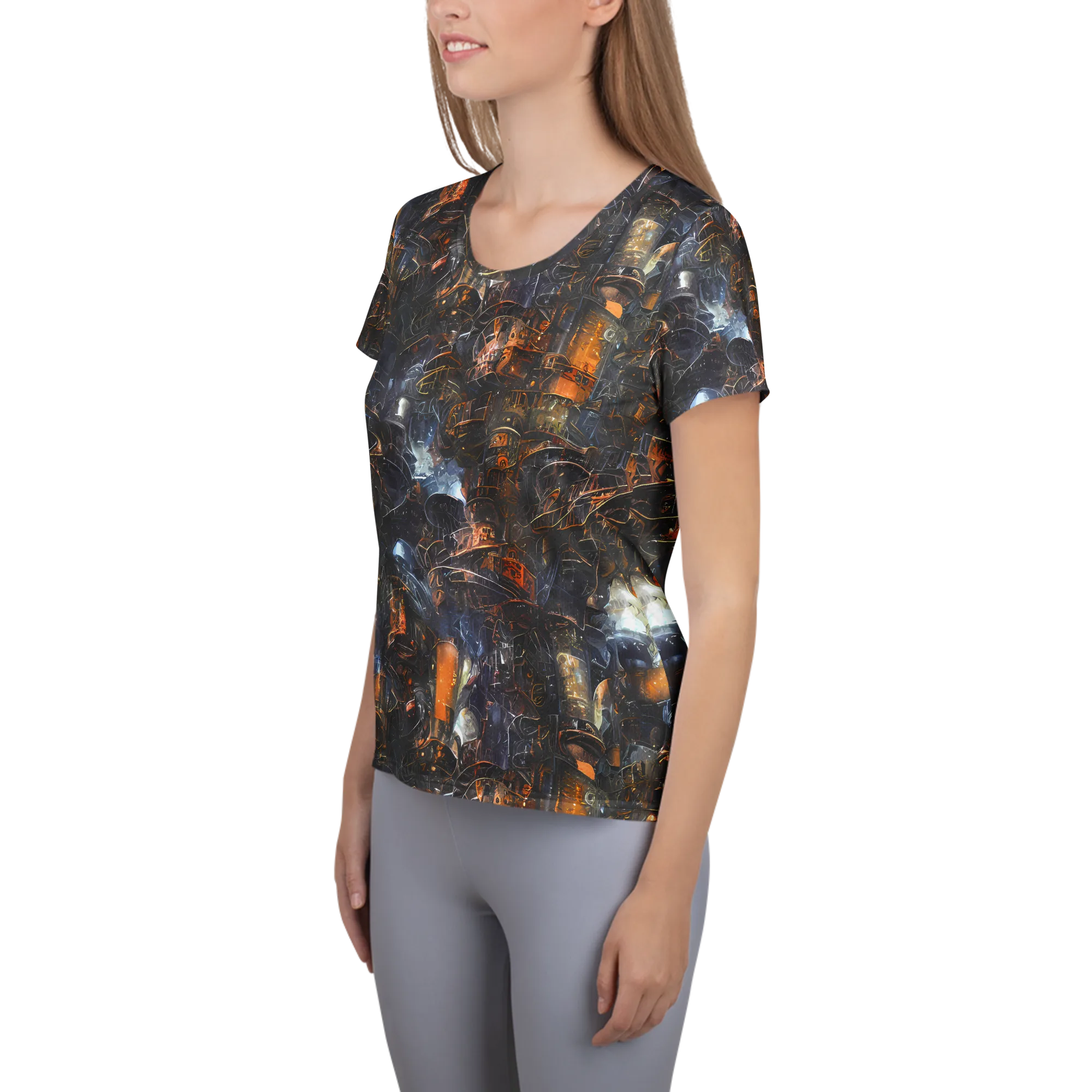 Midnight Mechanica on Women's Athletic T-Shirt — Left