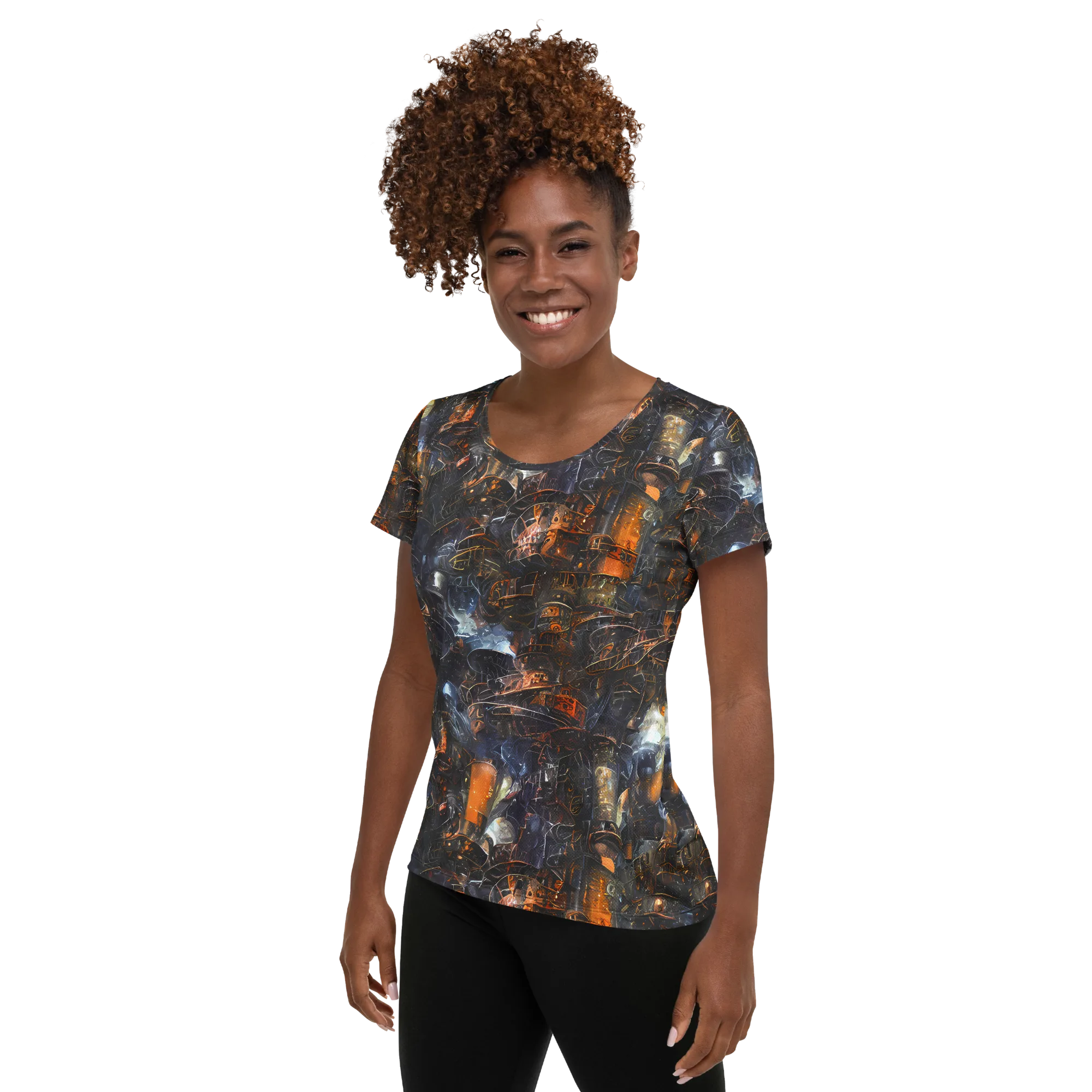 Midnight Mechanica on Women's Athletic T-Shirt — Left