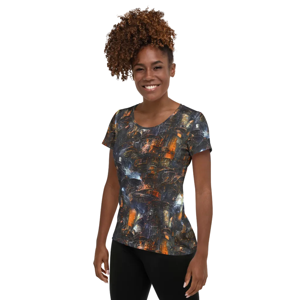 Midnight Mechanica on Women's Athletic T-Shirt — Left