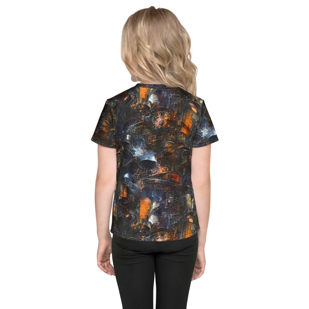 Midnight Mechanica on Kids Crew Neck T-Shirt — Back