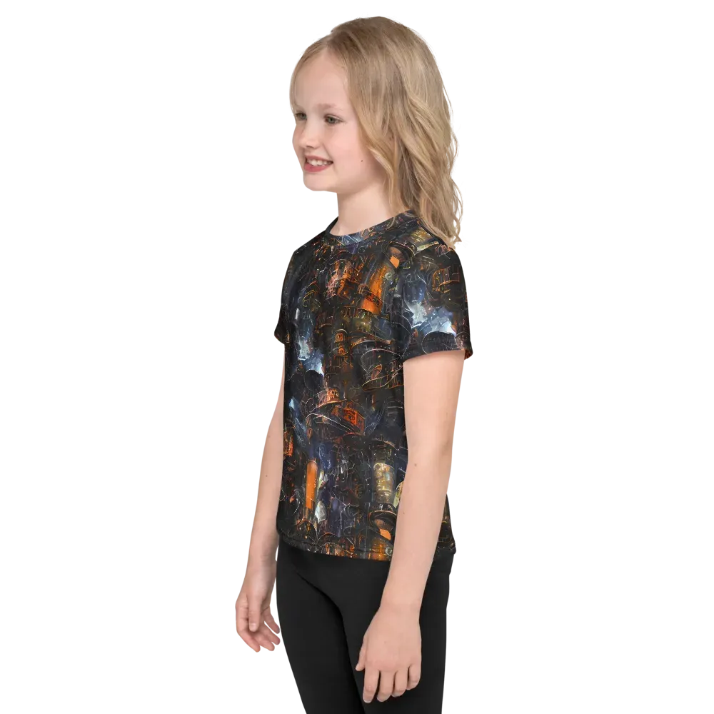 Midnight Mechanica on Kids Crew Neck T-Shirt — Left