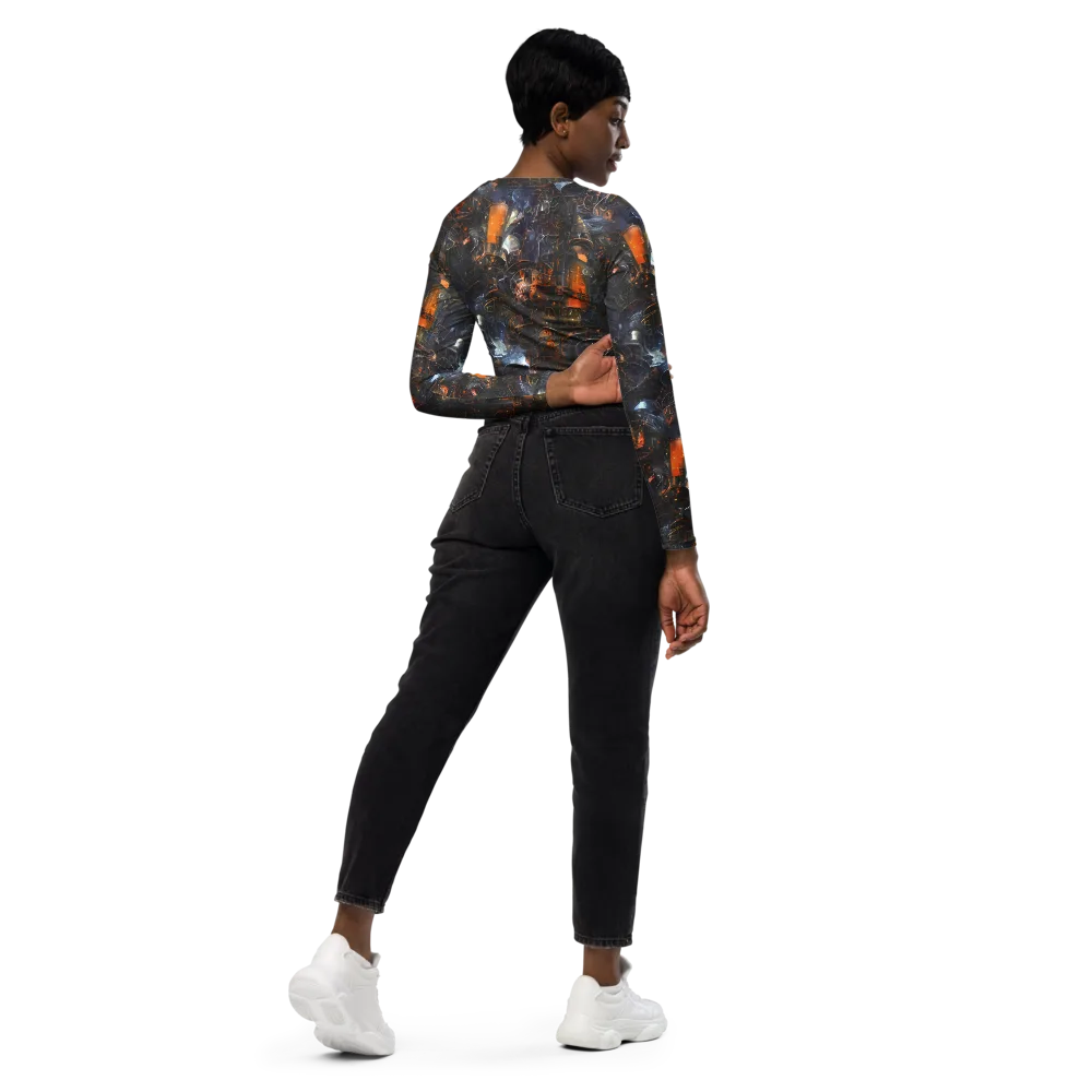 Midnight Mechanica on Long Sleeve Crop Top — Right Back