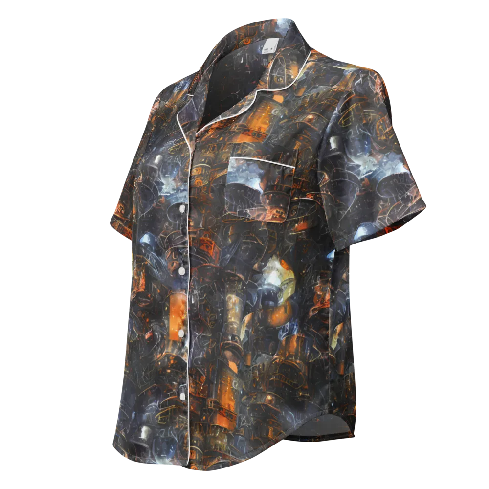 Midnight Mechanica on Women's Short Sleeve Pajama Top — Left Front