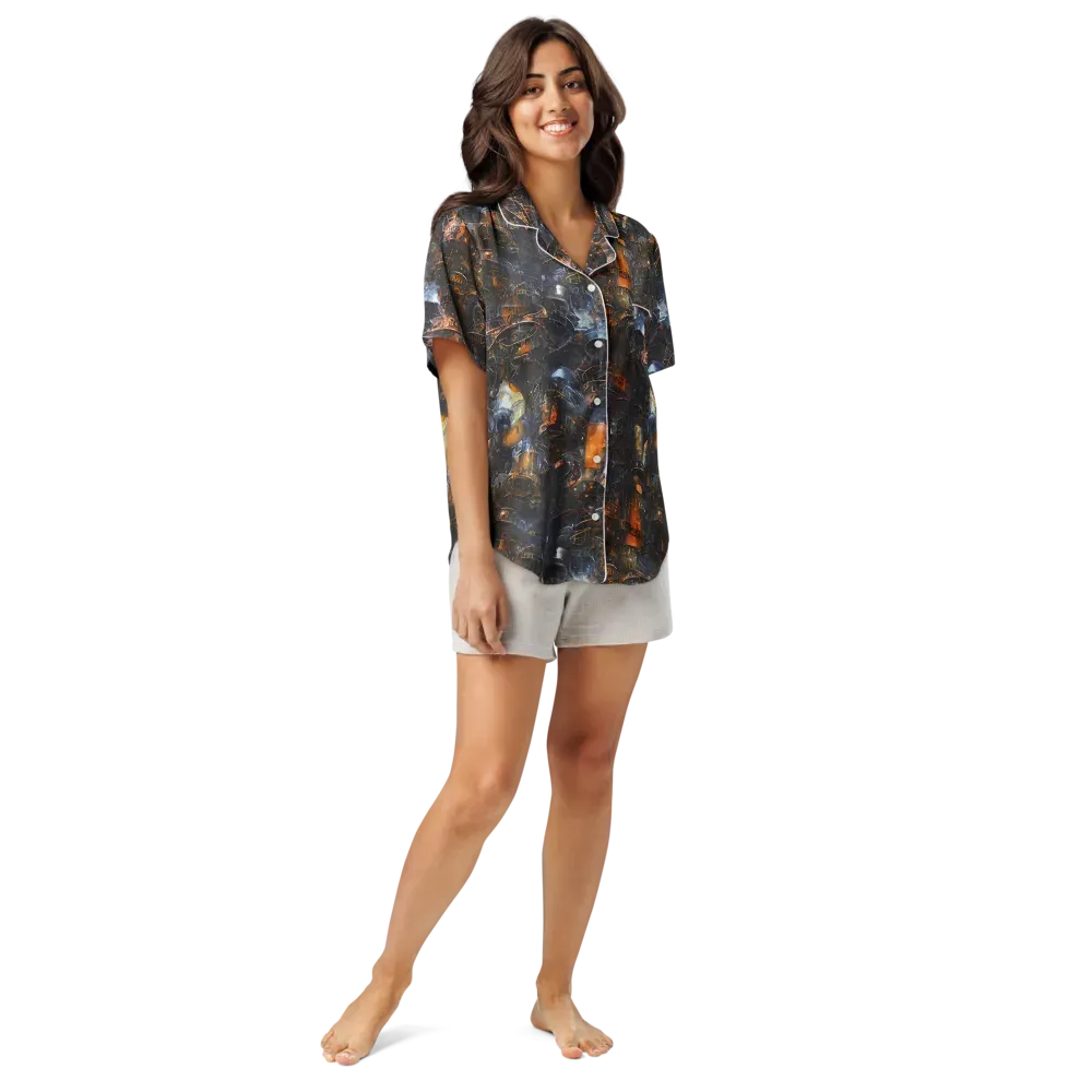 Midnight Mechanica on Women's Short Sleeve Pajama Top — Front