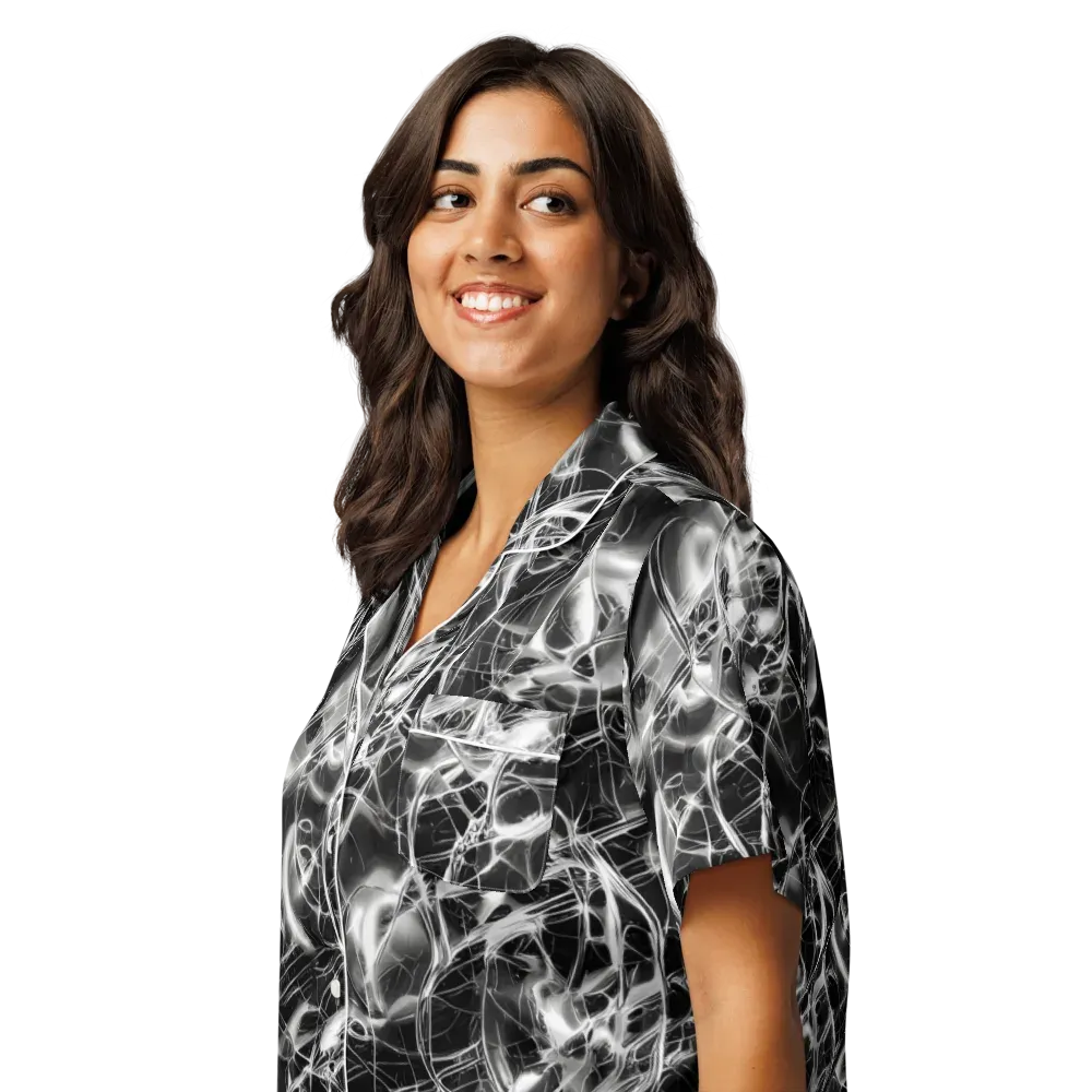Chrome Tempest on Women's Short Sleeve Pajama Top — Left Front