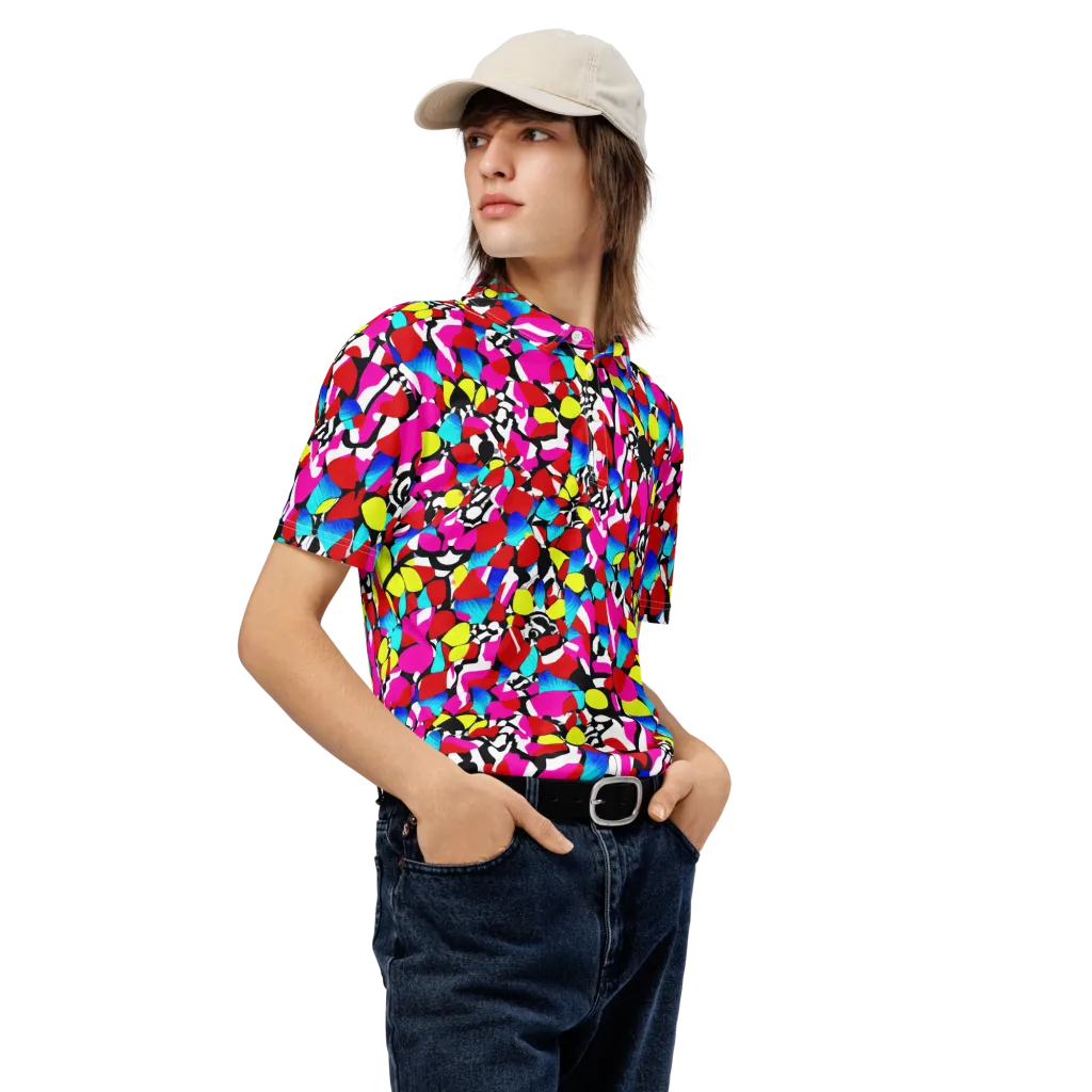 Chromatic Riot on Men's Slim Fit Polo Shirt — Right Front