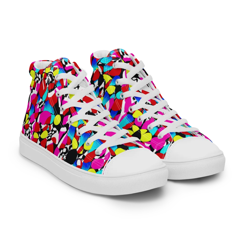 Chromatic Riot on Men's High Top Canvas Shoes — Right Front