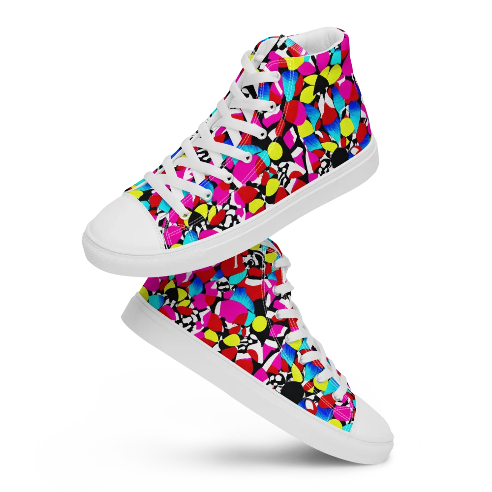 Chromatic Riot on Men's High Top Canvas Shoes — Front