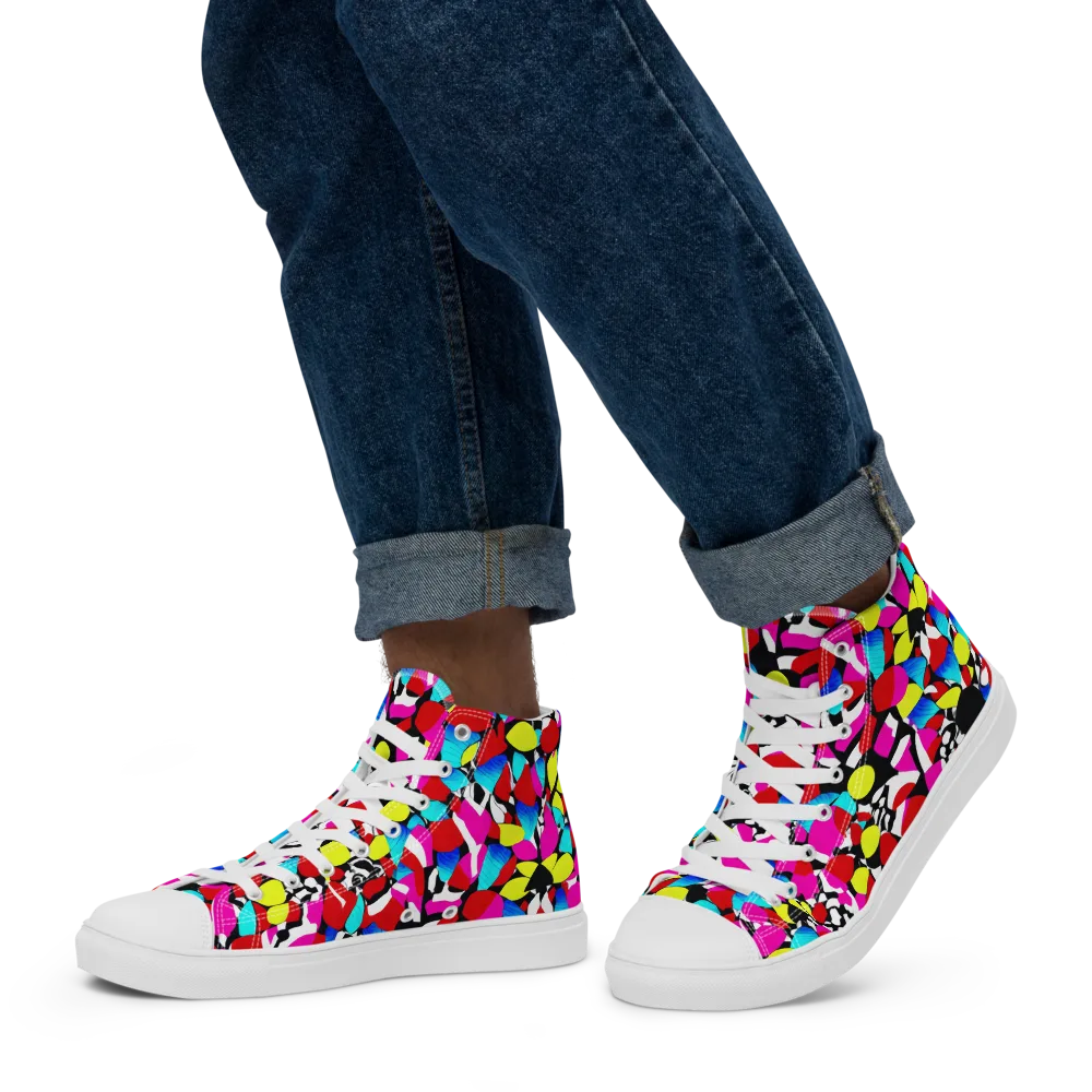 Chromatic Riot on Men's High Top Canvas Shoes — Left