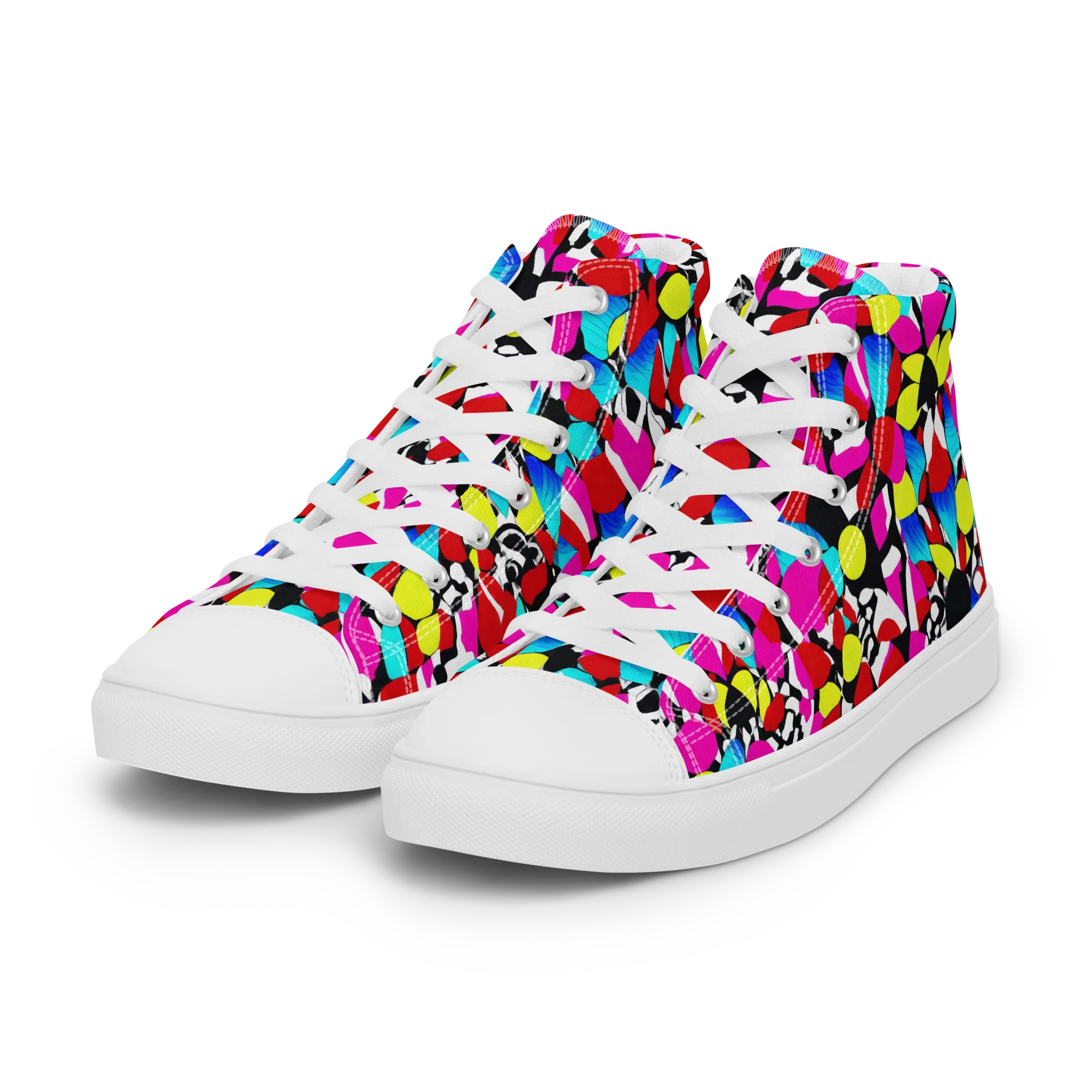 Chromatic Riot on Women's High Top Canvas Shoes — Left Front