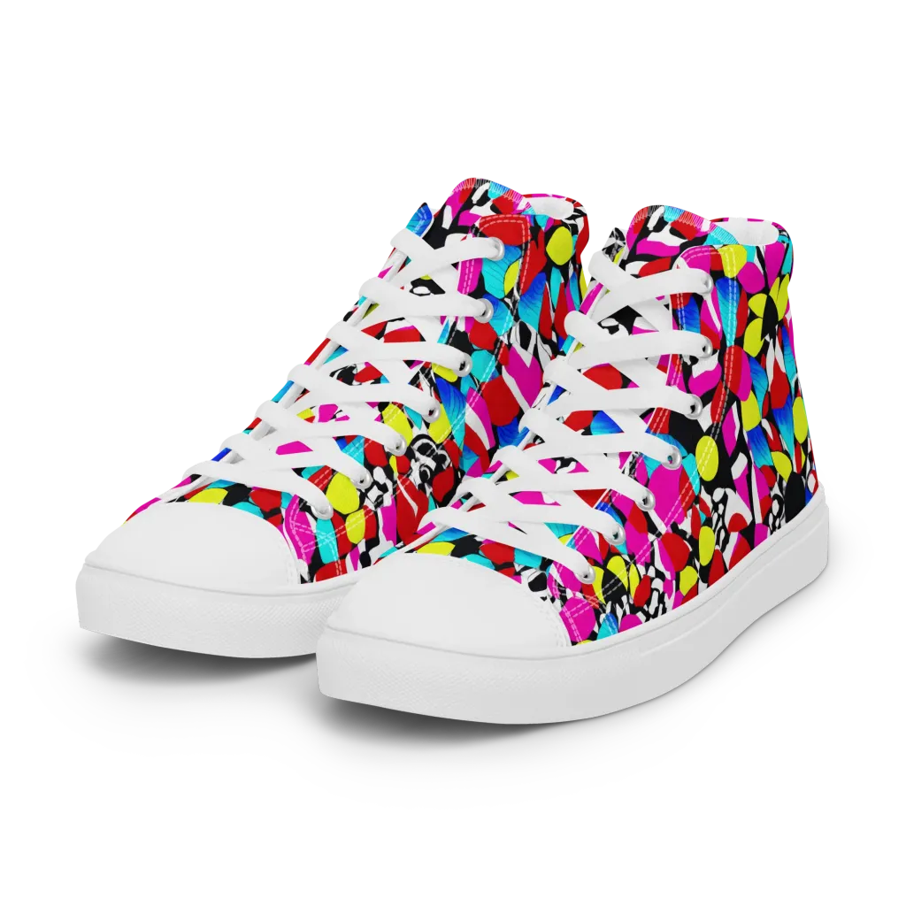 Chromatic Riot on Women's High Top Canvas Shoes — Left Front