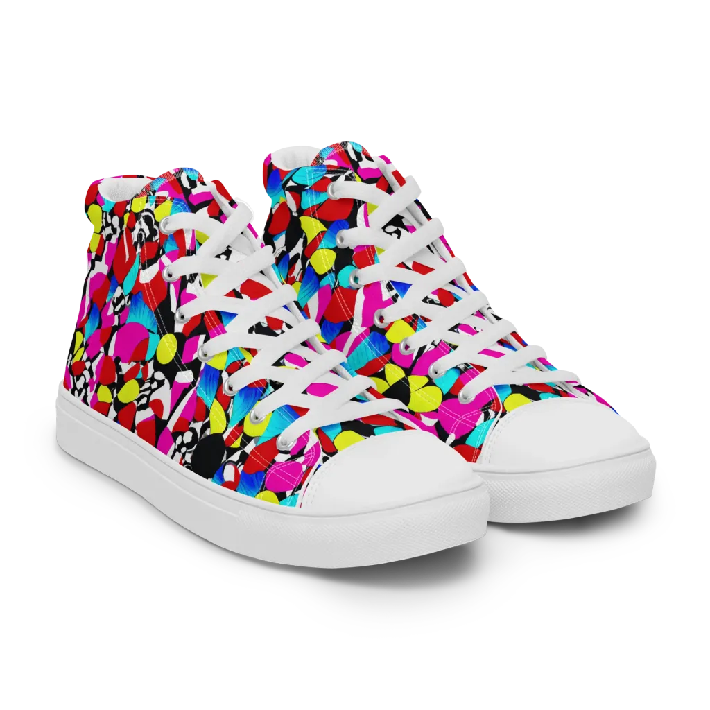 Chromatic Riot on Women's High Top Canvas Shoes — Right Front