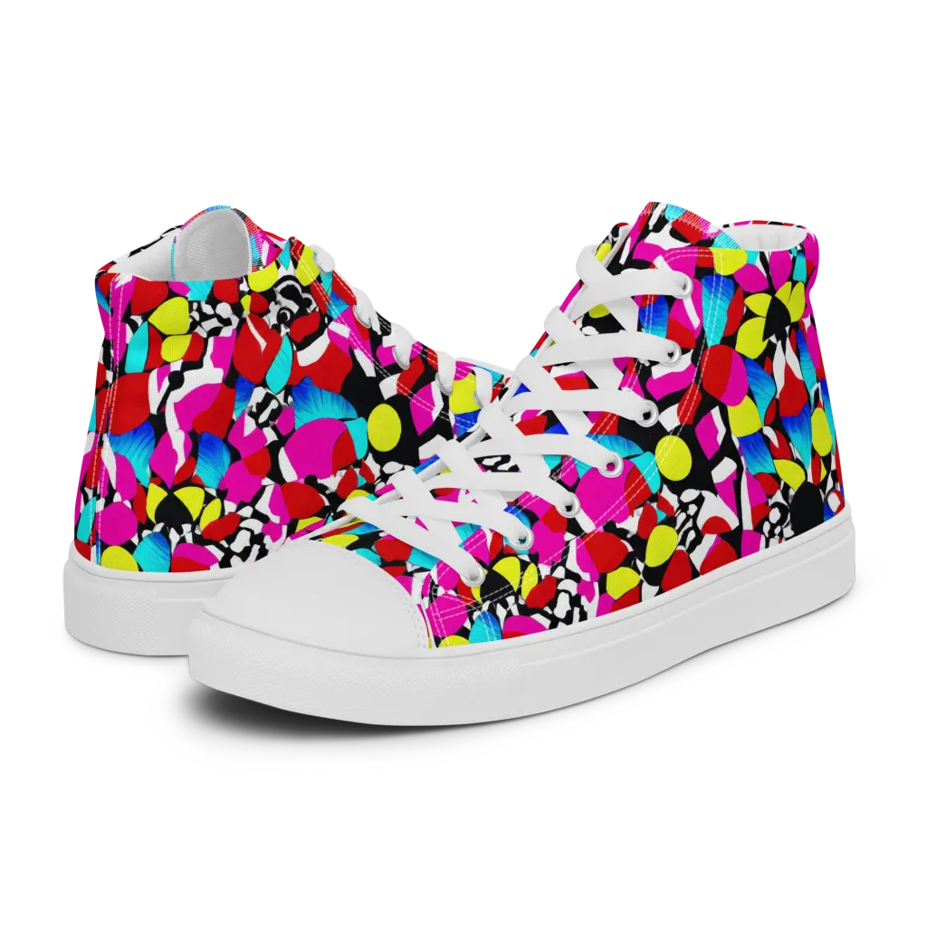 Chromatic Riot on Women's High Top Canvas Shoes — Left