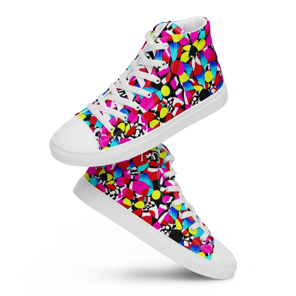 Chromatic Riot on Women's High Top Canvas Shoes — Front